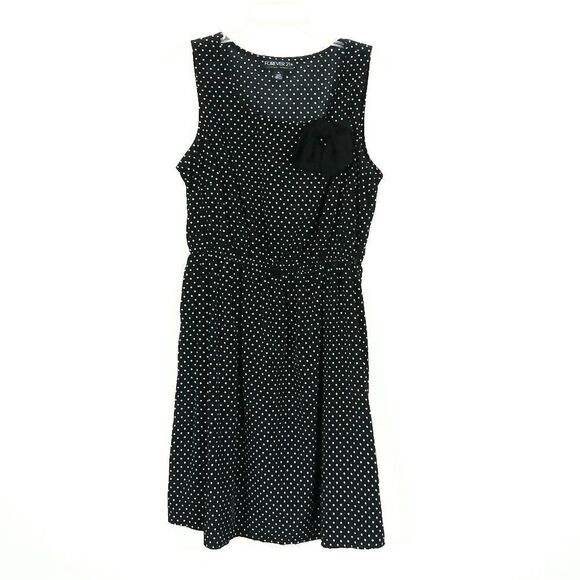 Forever 21 Plus Black & White Polka Dot Bow Dress - Picture 1 of 5